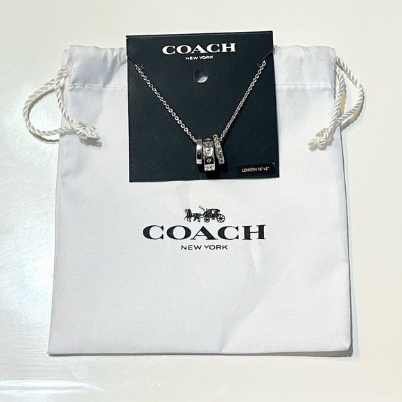 Coach Silver 3 Ring NecklaceSignature RondellNew w/ Dust Bag